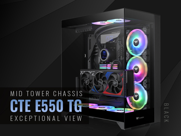 Thermaltake CTE E550 TG Black Mid Tower ATX Case; 3 Tempered